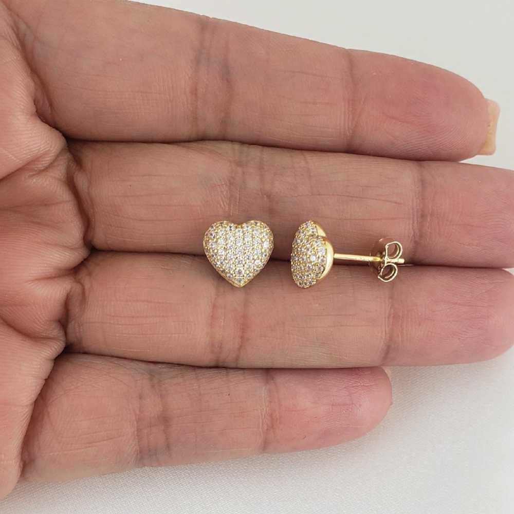 14K Gold Heart Stud Earrings